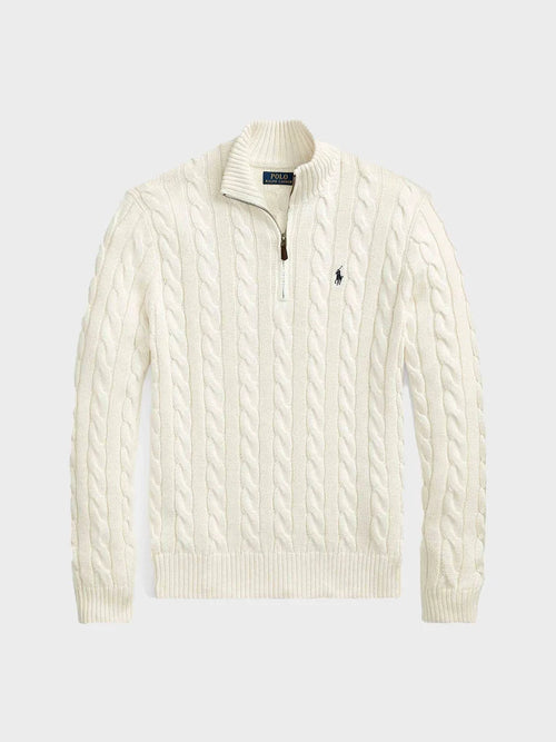 Polo Ralph Lauren - Cable-Knit Cotton Quarter-Zip Sweater