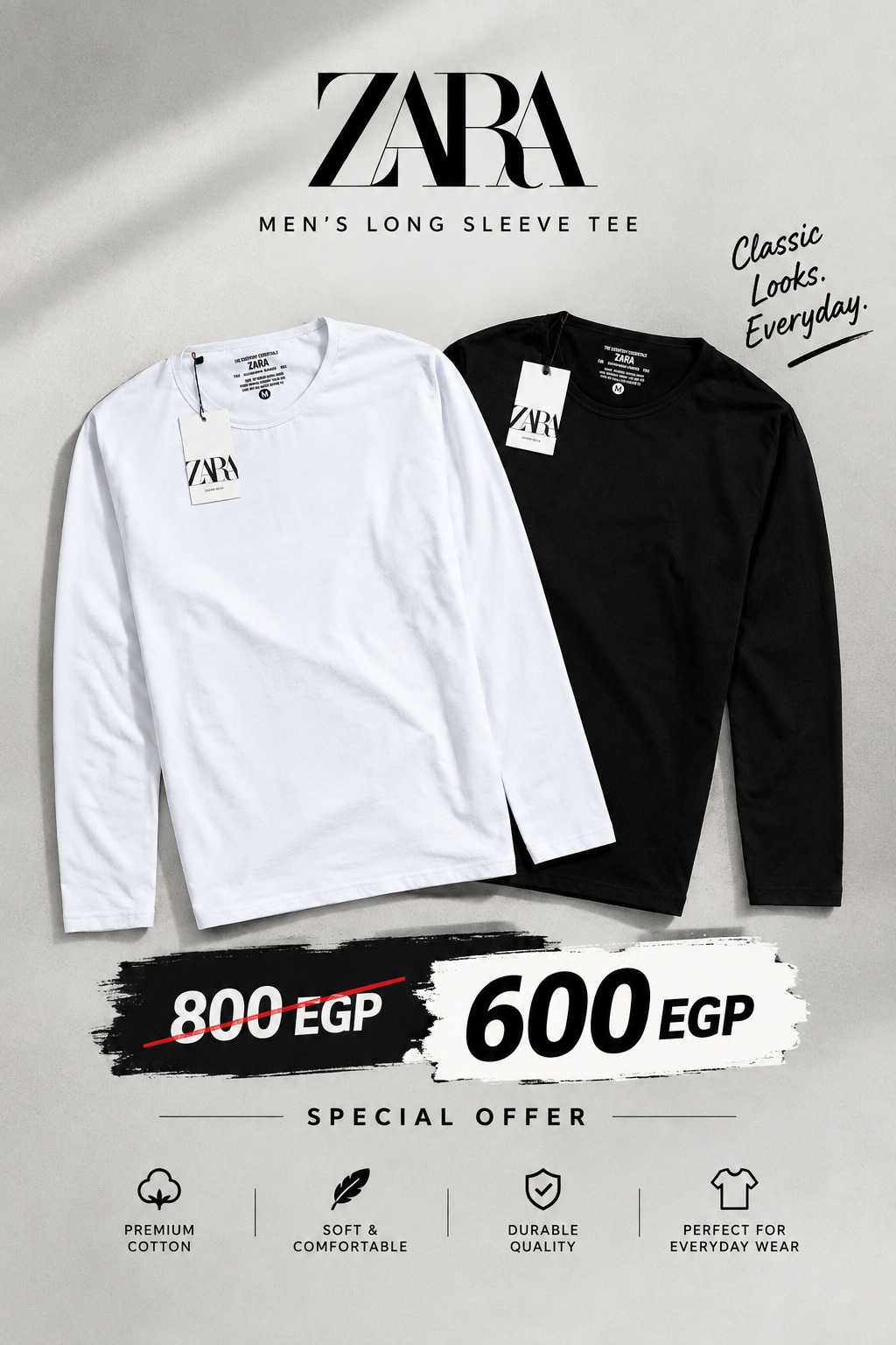 ZARA Long Sleeve Essential Tee
